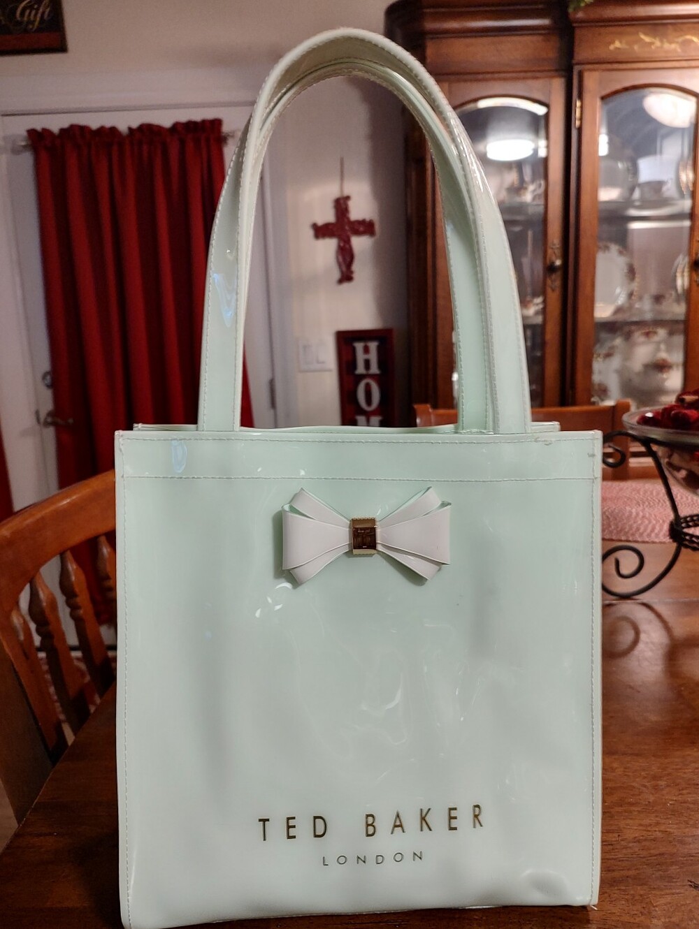 Ted Baker Mint Patent Tote with Bow Detail